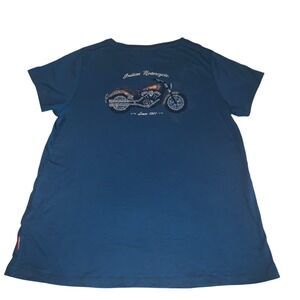 Genuine Indian Motorcycle Studded Fashion Shirt Women's L Embellished Blue EUC